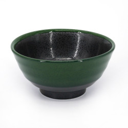 Japanese ceramic bowl, MIDORIKURO, black and green