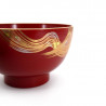 Duo of Japanese black and red resin bowls with golden pattern, FUGA, 12.5x7.5cm