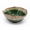 Cuenco de cerámica japonesa, MIDORIBEJU, verde y beige