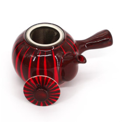 Teiera giapponese in ceramica kyusu, TSUME, rosso