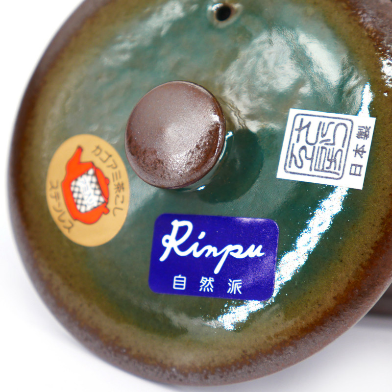 Japanische Kyusu-Teekanne aus Keramik, AZA, braun und blau