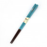 Par de palillos japoneses de madera natural azul con motivo del monte Fuji, WAKASA NURI FUJI, 23 cm