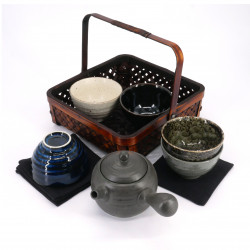 service à thé japonais - 1 théière et 4 tasses, GAIFÛKAISEI, mont fuji