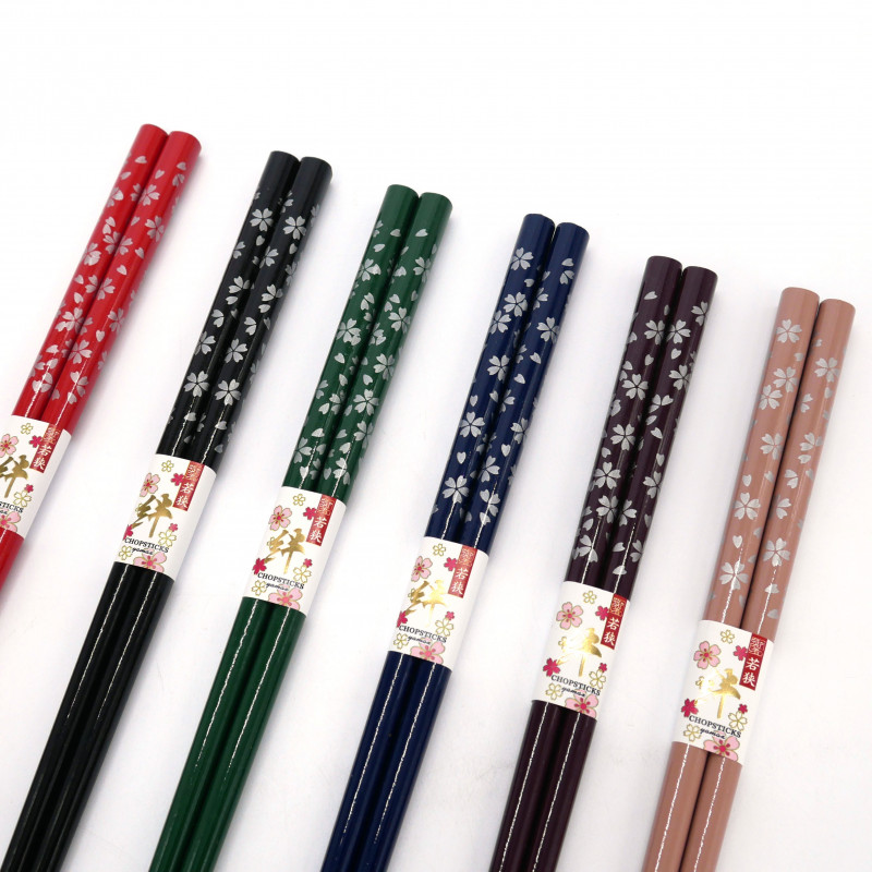 Pair of Japanese cherry blossom chopsticks, SAKURA HANA, color of your choice, 23 cm