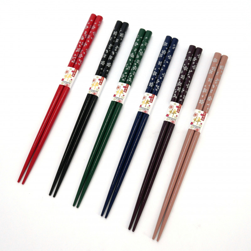 Pair of Japanese cherry blossom chopsticks, SAKURA HANA, color of your choice, 23 cm