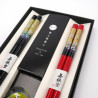 Set of 2 pairs of Japanese chopsticks and 2 chopstick holders in acrylic and resin with Crane motif, TSURU