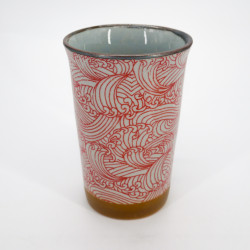 Large Japanese ceramic tea mug - Red Aranami