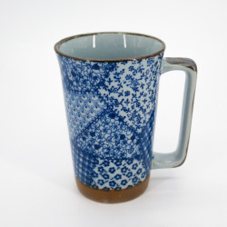 Large Japanese ceramic tea mug - Patchwork