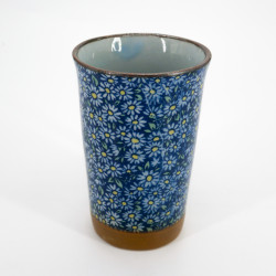 Grand mug japonais à thé en céramique - Kiku Bleu