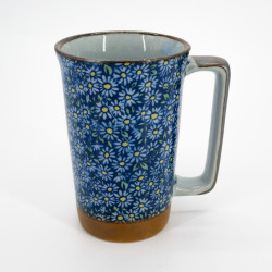 Grand mug japonais à thé en céramique - Kiku Bleu