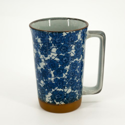 Large Japanese ceramic tea mug - Sakura Blue