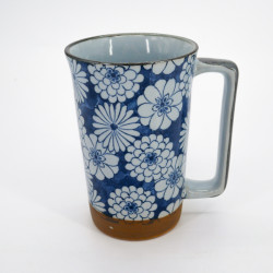 Large Japanese ceramic tea mug - Hanazome Blue