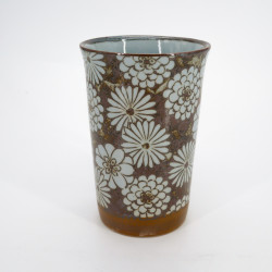 Large Japanese ceramic tea mug - Hanazome Brown