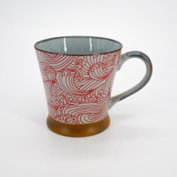 Taza japonesa de cerámica con asa, Aranami Red