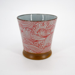 Japanese ceramic mug with handle, Aranami Red