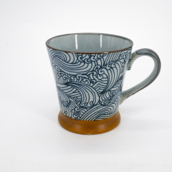 Mug japonais en céramique avec anse, Aranami Bleu