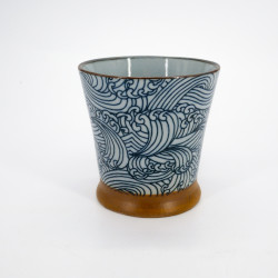 Mug japonais en céramique avec anse, Aranami Bleu