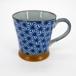 Japanese ceramic mug with handle, Asanoha