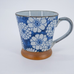 Taza de cerámica japonesa con asa, Azul Hanazome