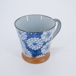 Mug japonais en céramique avec anse, Hanazome Bleu