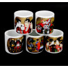 Set mit 5 japanischen Sake-Bechern 5 Charakterbilder, NIHONGO NO MOJI