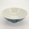 Japanese ceramic rice bowl, white and blue traditional pattern, BAKUZEN