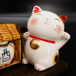 Duo of small Japanese cats sake celebration, SAKE NEKO