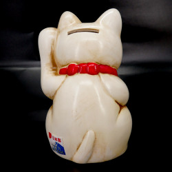 Chat blanc géant porte bonheur manekineko tirelire japonaise, NEKO SHIRO