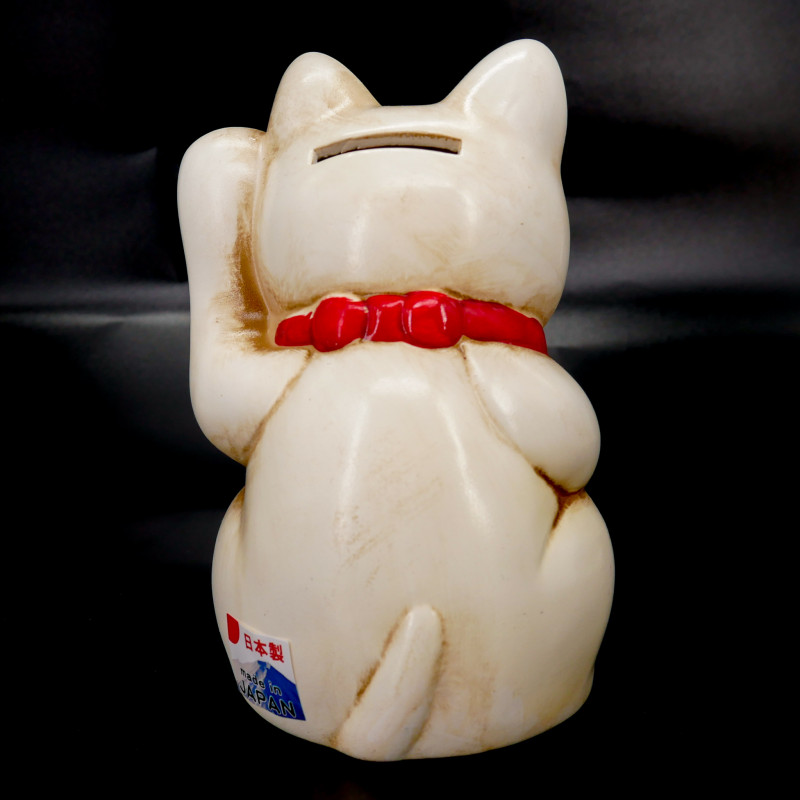 Japanese giant lucky white cat manekineko piggy bank, NEKO SHIRO