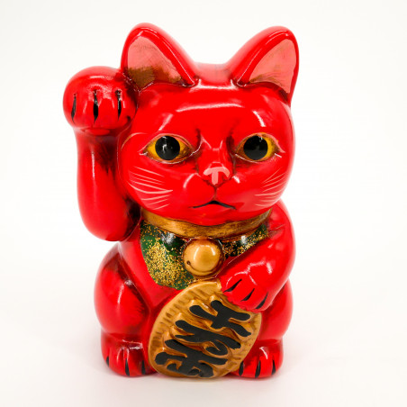 Gato rojo gigante pata derecha levantada hucha japonesa manekineko, NEKO AKA