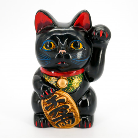 Riesige schwarze Katze bringt Glück Manekineko Japanisches Sparschwein, NEKO KURO