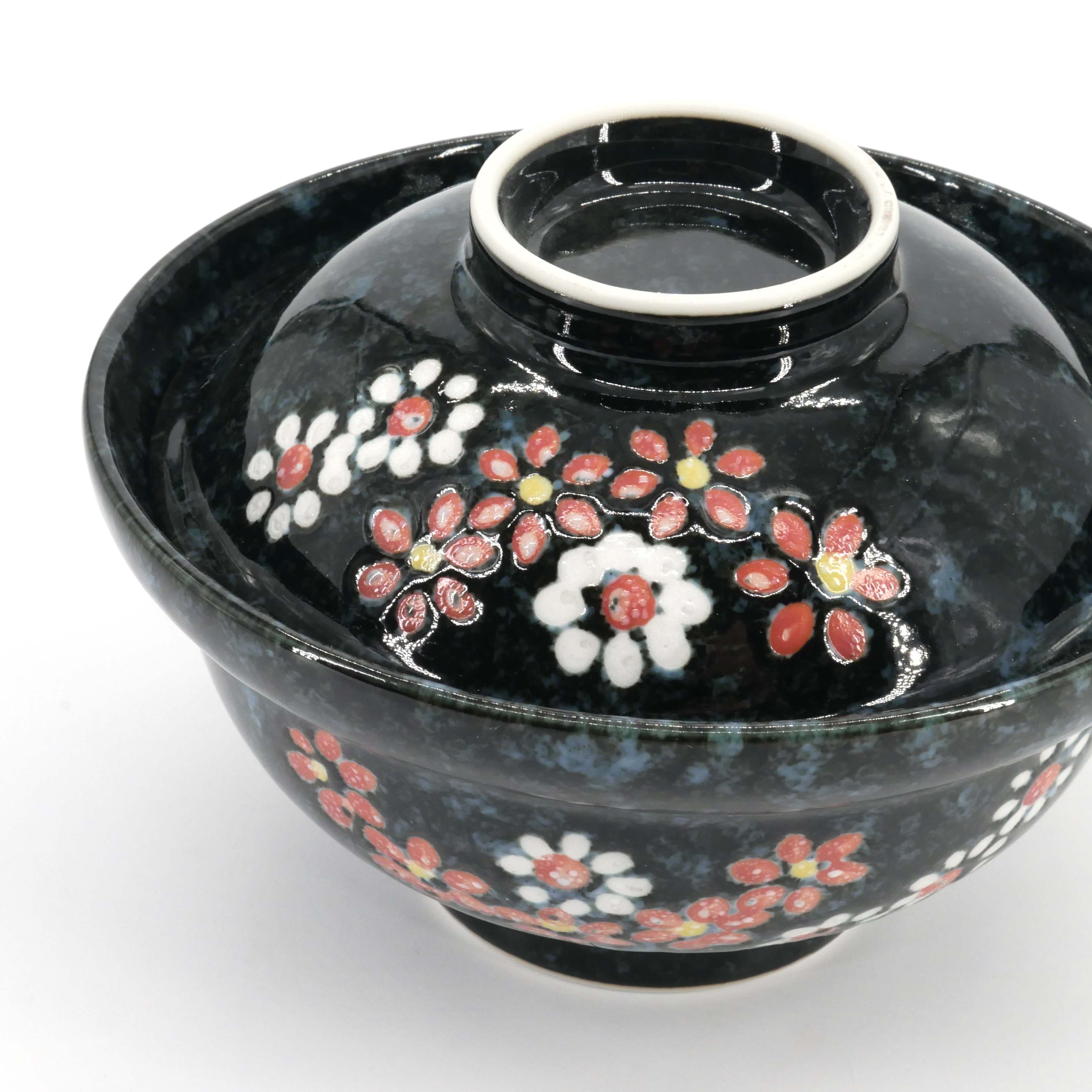 Ciotola in ceramica giapponese con coperchio, Hana