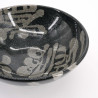 Japanese ramen bowl in black ceramic with Japanese symbol, NIHONGO NO TOJIGO