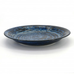 Japanese blue round plate with swirl pattern, SENPU AOI