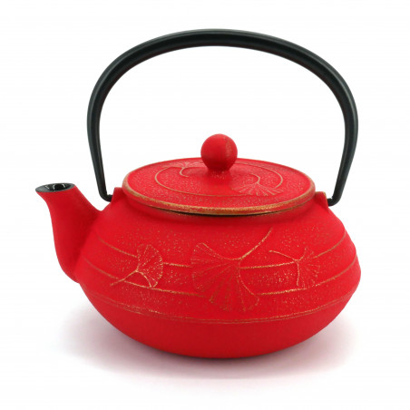 Japanese golden red cast iron teapot IWACHU, Gingko, 0.55lt