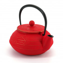 Japanese golden red cast iron teapot IWACHU, Gingko, 0.55lt