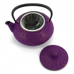 Japanese golden violet cast iron teapot IWACHU, koi, 0.55lt