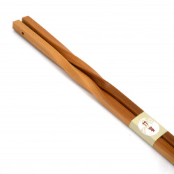 Paire de baguettes japonaises pour cuisine en Bambou torsadé, NIJERETA, 33cm