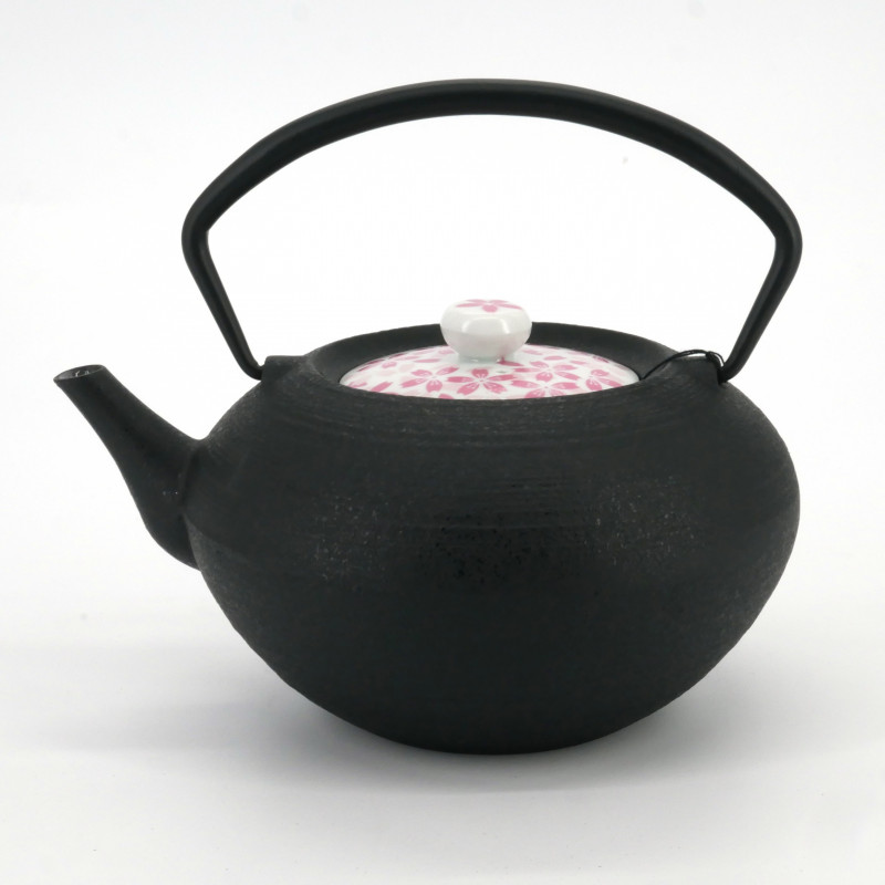 Petite théière ronde en fonte prestige japonaise, CHÛSHIN KÔBÔ HIRATSUBO, HANA , 0,7 L