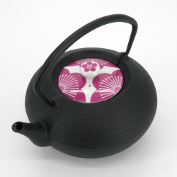 Small round Japanese prestige cast iron teapot, CHÛSHIN KÔBÔ HIRATSUBO, SAKURA, 0.7 L