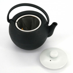 Small round Japanese prestige cast iron teapot, CHÛSHIN KÔBÔ MARUTAMA, SHIROI, 0.4 L