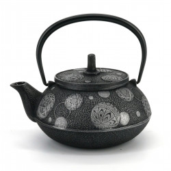 Japanese cast iron teapot IWACHU, Mari asobi, TEMARI, black silver, 0.55 lt