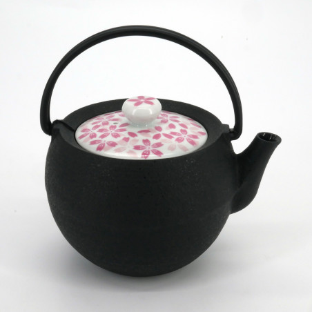 Small round Japanese prestige cast iron teapot, CHÛSHIN KÔBÔ MARUTAMA, HANA, 0.4 L