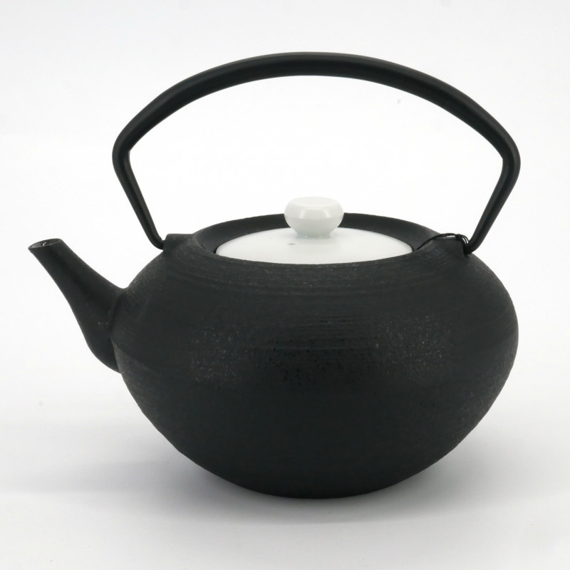 Petite théière ronde en fonte prestige japonaise, CHÛSHIN KÔBÔ HIRATSUBO, SHIROI , 0,7 L