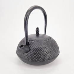 Black enameled Japanese cast iron teapot, ROJI ARARE, 0.4lt