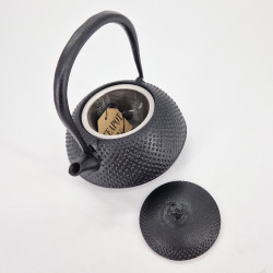 Black enameled Japanese cast iron teapot, ROJI ARARE, 0.4lt