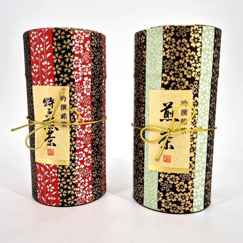 Duo aus blauen japanischen Teedosen, bedeckt mit Washi-Papier,  OBI, 200 g