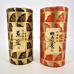 Duo de boîtes à thé japonaises rouge et noir recouvertes de papier washi, TENPAKU , 200 g