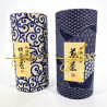Duo of blue Japanese tea canisters covered with washi paper, AIZOME, 200 g