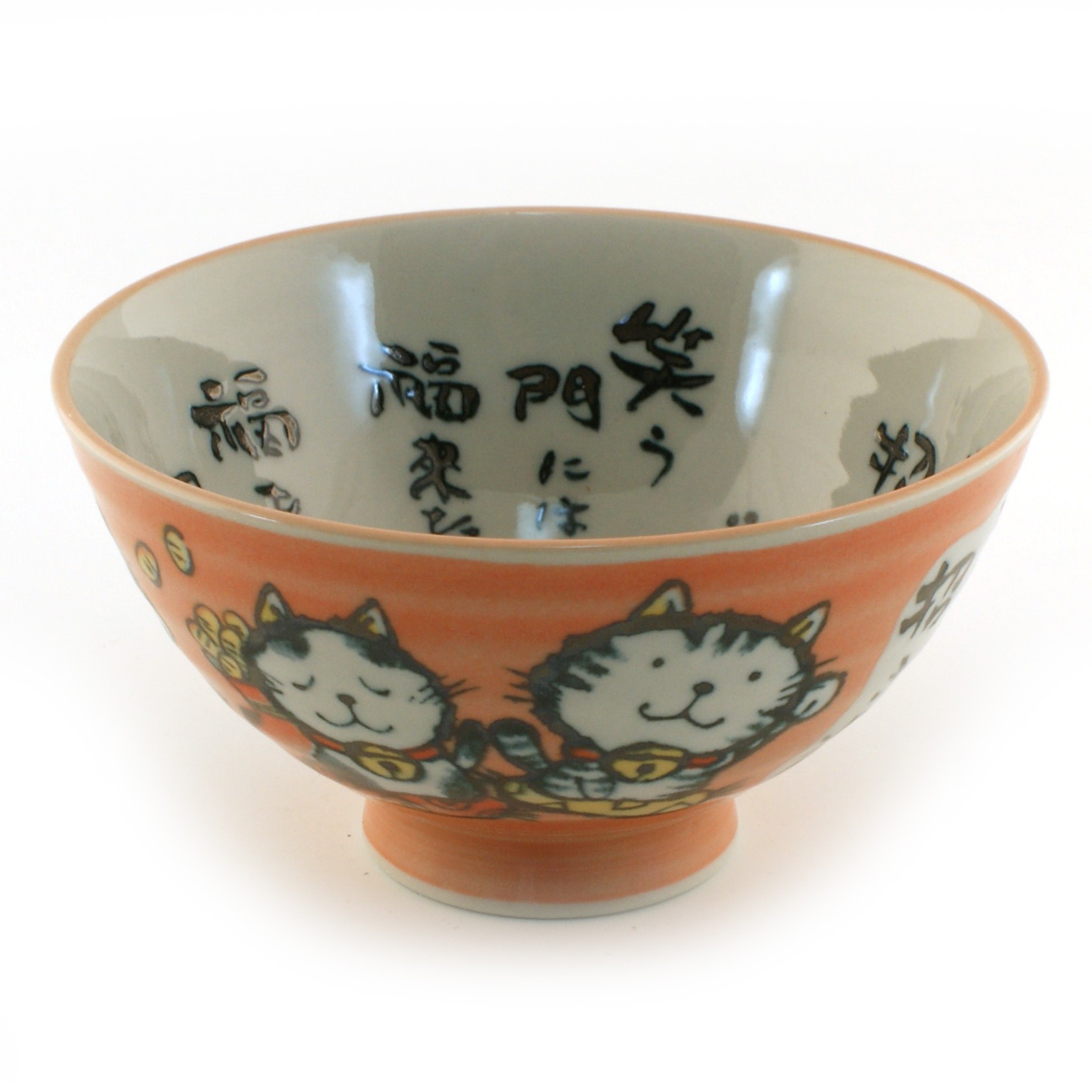 Ciotola di riso in ceramica giapponese, MANEKINEKO, gatto